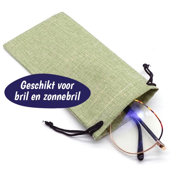 Brillenhoesje - Polyester met Microfiber Binnenkant - Zonnebril Hoes - Zonnebrillen Etui - Groen