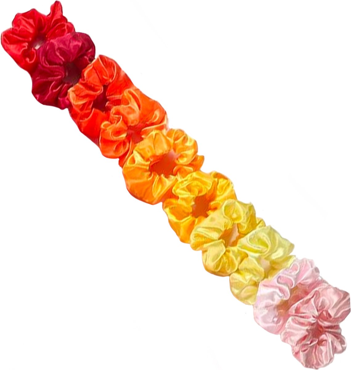 Team Bicep 10 Stuks Schrunchies Haarbandjes voor Vrouwen - Kleurrijke Vrouwenaccessoires - Fluwelen Stof - Rood en Gele Tinten