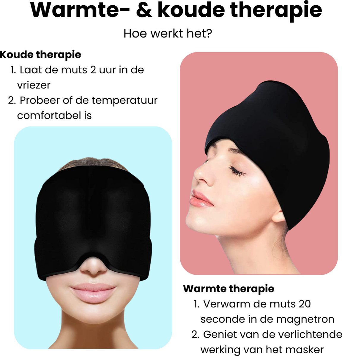 Ceka® Migraine Cap - Migraine Mask - Anti-Migraine Cap - Hot Cold Packs -  Headache Mask | bol