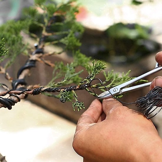 Tuoservo Boomtrainingsdraden voor bonsaiboom, 3 maten 1 mm, 1,5 mm, 2 mm aluminium bonsai trainingsdraad? Zwarte tuindraad voor het vormen van bonsaiboom, elke maat 10 m