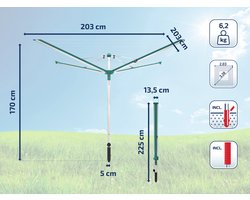 Leifheit droogmolen Linomatic 500 deluxe incl. bodemhuls en beschermhoes - 50 m drooglengte - 5 wasmachineladingen