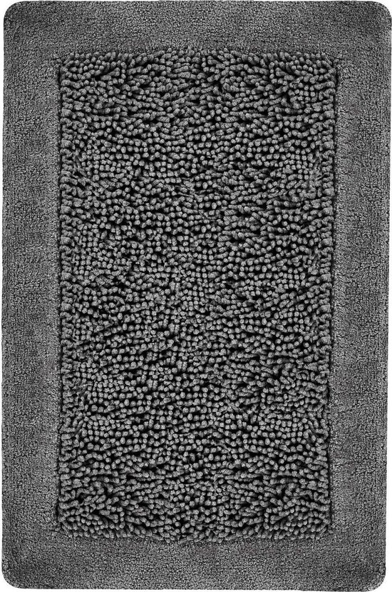 Tapis de Badmat Luxe Danique Anthracite | 70 x 120 | Doux et absorbant l'humidité | Antidérapant avec clous
