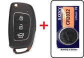 Autosleutel 3 knoppen met Batterij geschikt voor Hyundai Tuscon / Hyundai i10 / Hyundai i20 / Hyundai iX35 / Hyundai sleutel behuizing.