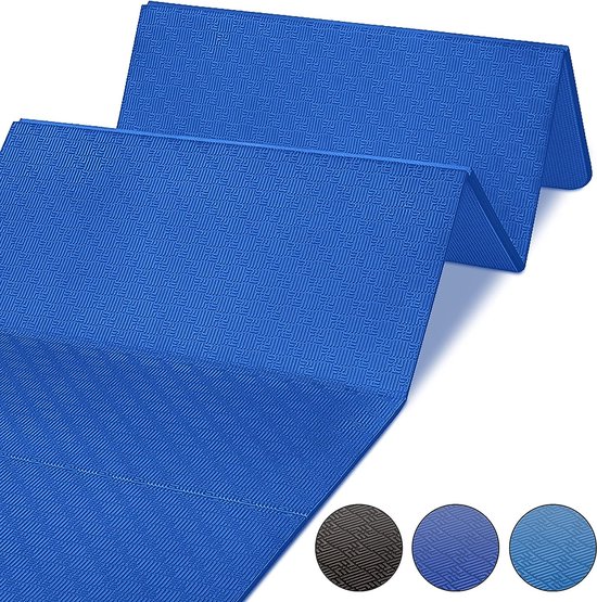 Tapis de gymnastique pliable avec entraînement sans PVC 180 x 60 x 1,5 cm  bleu ou noir