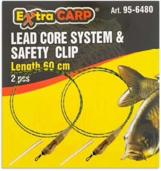 Foto: Exc lead core system safety clip 60cm 2 stuks leadcore leader met loodclip quickchange wartel anti tangle sleeves karper vissen loodsysteem