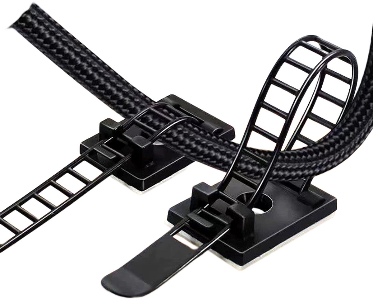 Luxevo Kabelbinders met Plakstrip - Zelfklevend - 10-Pack - Zwart