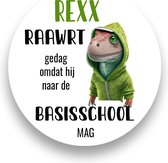 Traktatie stickers Afscheid Kleuterschool- begin Basisschool - naam raawrt- Sluitsticker | Wensetiket - Cadeausticker - Kinder Traktatie