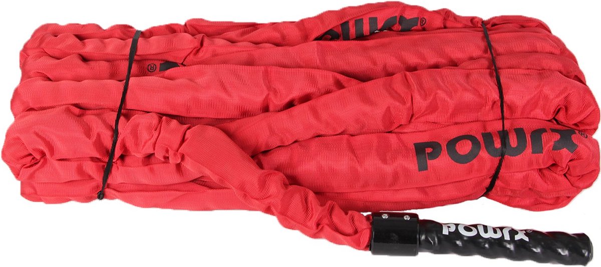 POWRX Battle Rope 50mm X 12m Met Hoes - Krachtig Trainingstouw Voor Fitness & Krachttraining Incl. Workout Poster