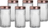 Urban Living Voorraadpot/bewaarpot Blair - 6x - 1.5L - glas - koperen deksel - D12 x H22 cm