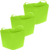 Excellent Houseware Flexibele emmer - 3x - groen - 25 liter - kunststof - vierkant - 35 x 38 cm