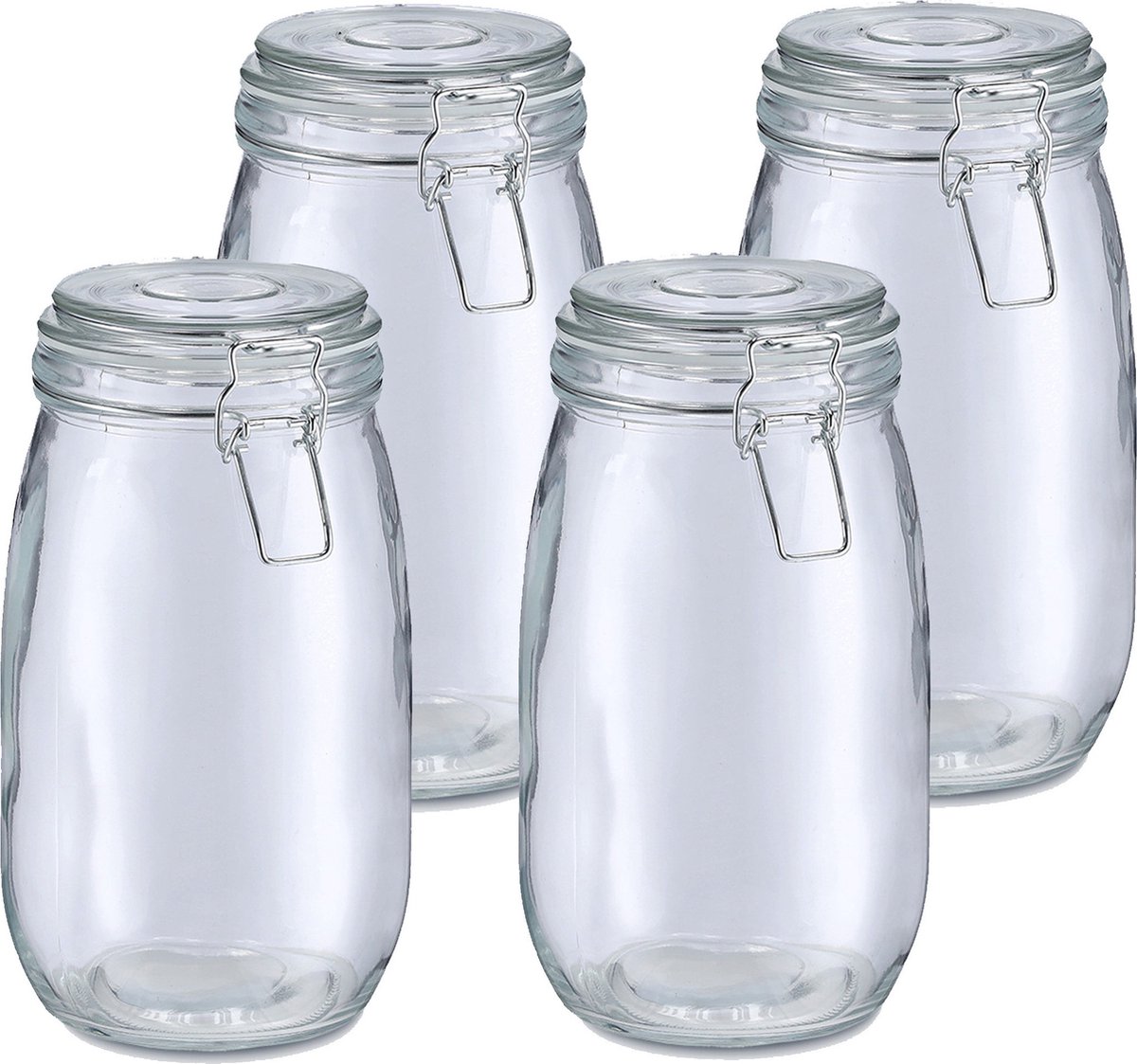 Zeller Voorraadpot/bewaarpot Alfie - 4x - 1.4L - glas - beugelsluiting - D11 x H22 cm