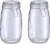 Zeller Weckpot/inmaakpot Alfie - 2x - 1.4L - glas - beugelsluiting - D11 x H22 cm