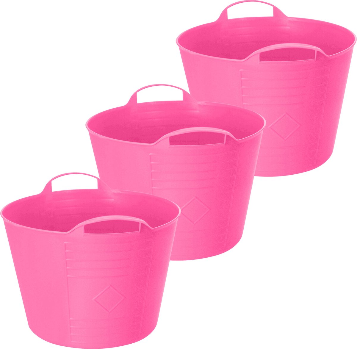 Goedkoopste Excellent Houseware Flexibele emmer - 3x - roze - 27 liter - kunststof - 40 x 35 cm