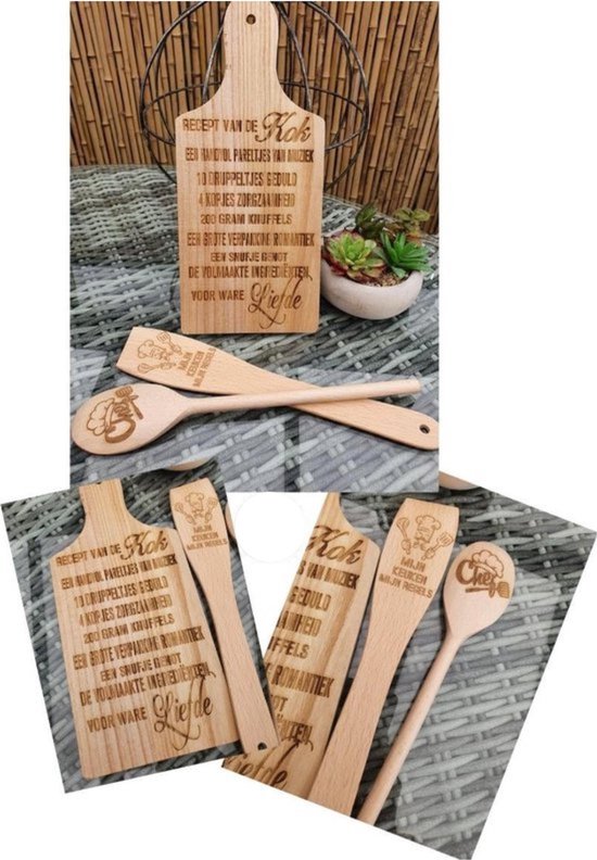 Texte Plaque Recette Kok Louche Spatule Cuisine Cadeau Gescenk Lasered Proverbes Texte Décoration À La Handgemaakt Anniversaire