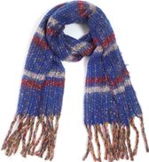 Warme Sjaal Gestreept - Franjes - 180x60 cm - Blauw