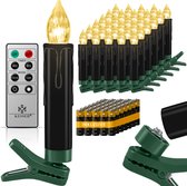 Lights4fun 50 LED kerstboom lichtketting 14,7 m kaarslicht rood binnen lichtketting kerst rode kerstboomkaarsen met kabel