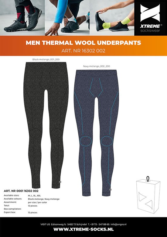 Xtreme Thermo Ondergoed heren Zwart L 1 Stuk Premium Merino Wol Wol. bol
