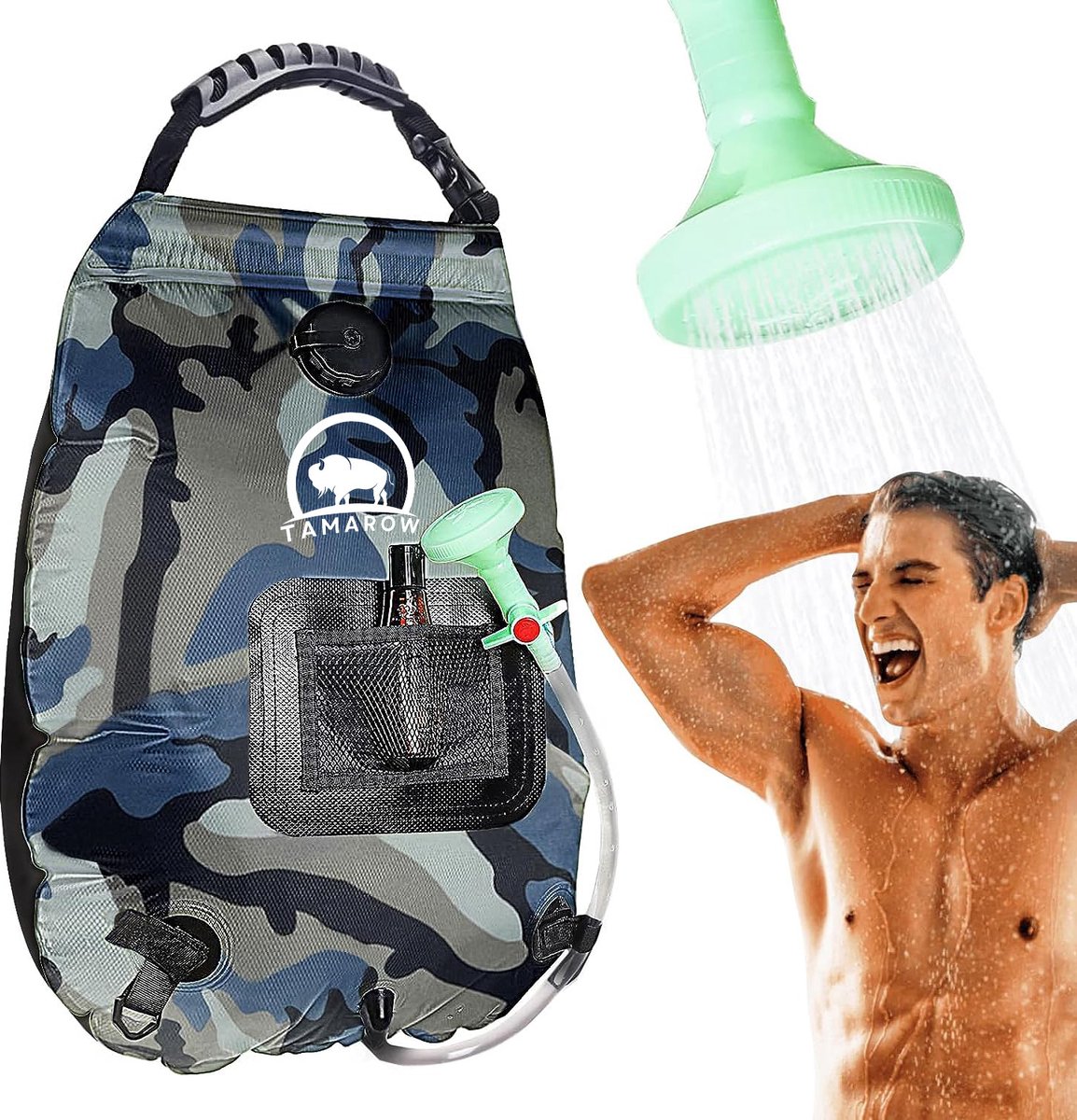 WADEO Kit Douche de Camping, Pompe de Douche Électrique Rechargeable, Pommeau de Douche avec