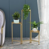 Etagère à fleurs et plantes pliable de style scandinave - métal - champagne doré - hauteur 69,5 cm