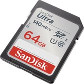 SanDisk SDXC Ultra 64GB (Class 10/UHS-I/140MB/s) Carte SDHC 64 GB UHS-Class 1 étanche, résistance aux chocs