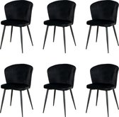 Nuvolix velvet eetkamerstoelen set van 6 "Toronto" - eetkamerstoel - velvet stoel - zwart