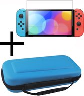 Hoesje Geschikt voor Nintendo Switch OLED Case Hoes Hard Cover Met Screenprotector - Hoes Geschikt voor Nintendo Switch OLED Hoes - Blauw