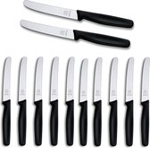 RÖR Solingen Couteau de petit-déjeuner / Couteau de table dentelé - Acier inoxydable - Lame 10,5 cm - Zwart - 12 pièces