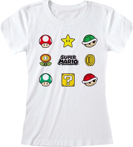 Nintendo Super Mario - Tshirt Femme Items - S - Wit
