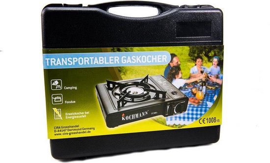 Kochmann Trasnportabler Gaskocher Camping - Draagbaar Gasvuur Met 8 kookstel gasflessen van Kochmann — afbeelding 3