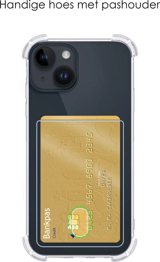 Coque pour iPhone 15 Plus , étui Transparent, résistant aux chocs, porte-cartes avec protecteur d'écran
