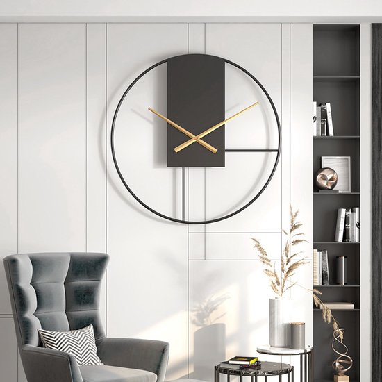Grande Horloge Murale Noire - Longues Aiguilles - Design Moderne