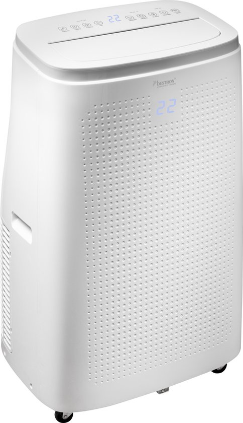 Bestron mobiele airco voor ruimtes tot 55m², airconditioning met App + spraakbediening via Wi-fi, koelvermogen 4,1 kW, met CFC vrije koelmiddel, 14.000 BTU/h, kleur: wit