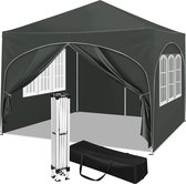 BukkitBow - Partytent met Zijwanden en Ronde Rand – Opvouwbare Tent – Waterdicht en Weersbestendig – Tuinpaviljoen - 300 x 300 cm – Grijs