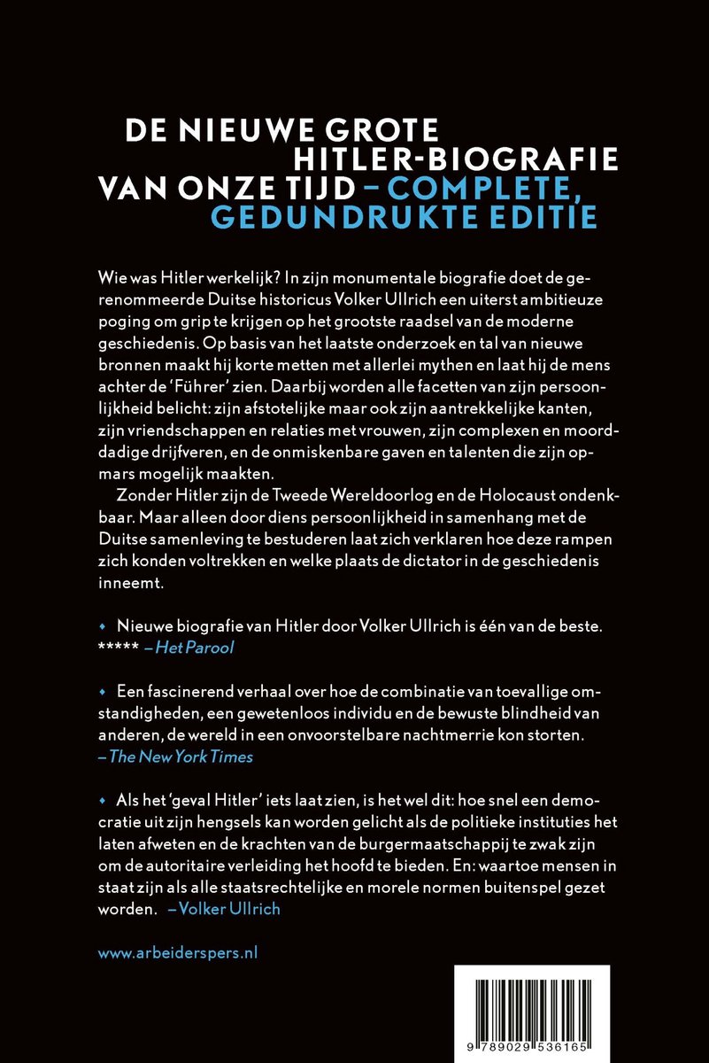 Boekomslag: 'De Nieuwe Grote Hitler-Biografie' door Volker Ullrich. Tekst in het Nederlands.