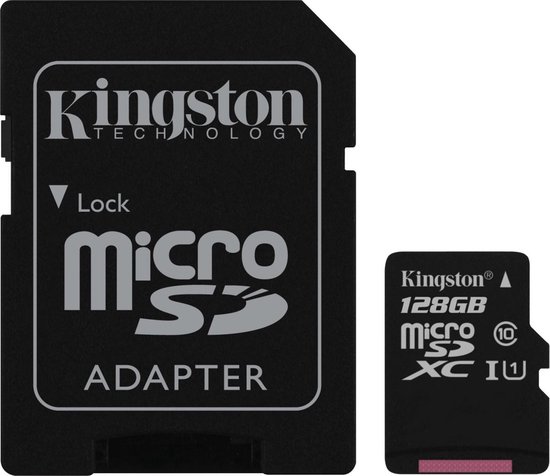 Le pack unique d'origine Kingston 128 Go Micro SDXC classe 10 UHS-I 45R FlashCard sans adaptateur