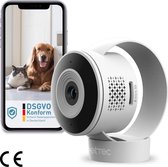Draadloze Huisdier Bewakingscamera met Bewegingssensor, Nachtzicht en Full HD WiFi - Beveiligingscamera voor Honden, Katten, Slaap-, Woon- en Kinderkamer met App Bediening