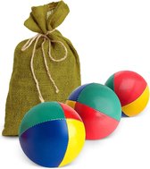 Mister M® - 3 jongleerballen in groene jute zak - Vasthouden makkelijk - Waterdichte coating, eco-vulling - Voor beginners/pro's - Met app en video