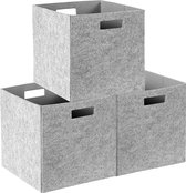 Boîte de rangement en feutre, lot de 3 pliables, boîtes en tissu en forme de cube, bureau, salle de jeux, chambre d'enfant, chambre à coucher, boîte de rangement, 31 x 31 x 31 cm (gris clair)