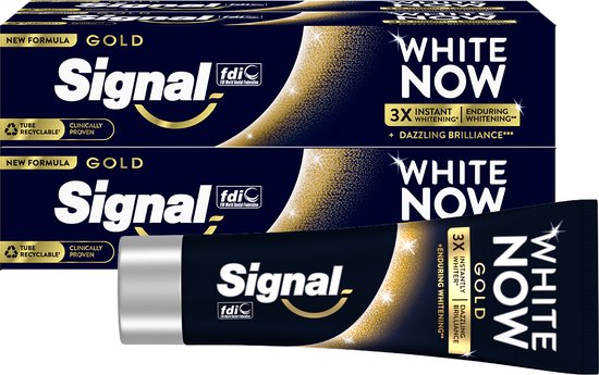 Signal - White Now Gold Tandpasta - New! 3 x sneller wittere tanden - 4 x 75 ml - Voordeelverpakking