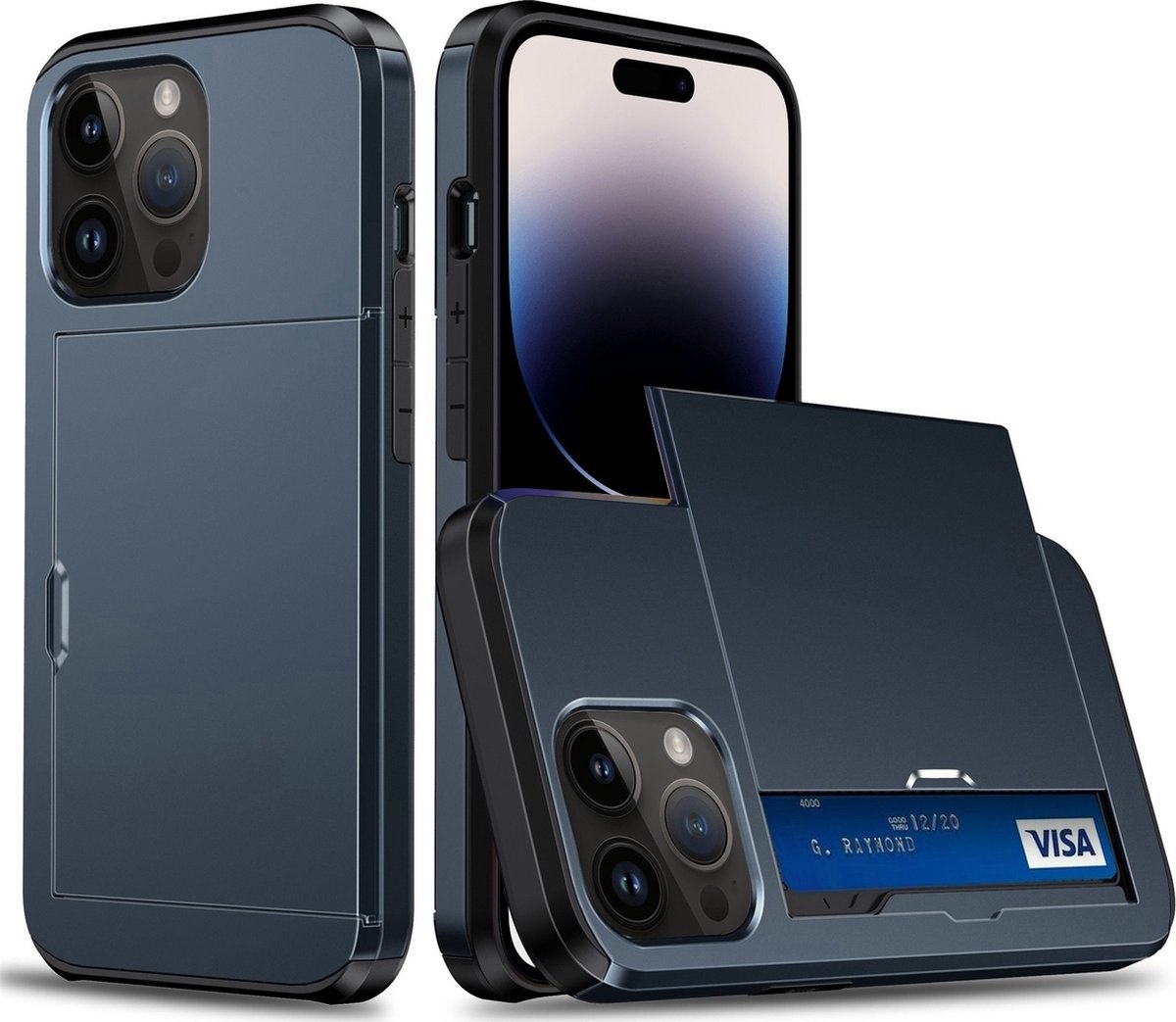 Mobigear Hoesje geschikt voor Apple iPhone 15 Pro Max Telefoonhoesje met Kaarthouder Hardcase | Mobigear Card Backcover Shockproof met Pasjeshouder | Kaarthouder voor 2 Pasjes | Hoesje voor Pinpas / OV Kaart / Rijbewijs | Schokbestendig iPhone 15 Pro