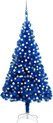 vidaXL - Kunstkerstboom - met - verlichting - en - kerstballen - 240 - cm - PVC - blauw