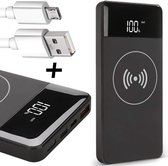 Powerbank Wireless Draadloos 10000 mAh + 2 MicroUSB Kabels - Universeel voor Telefoon / Tablet / Smartphone / GSM