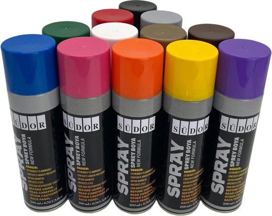 Spuitverf set 13 kleuren, 13x200 ml Sneldrogende graffiti verf spuitbus verf  voor hout... | bol.com