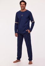 Woody Studio pyjama jongens/heren - donkerblauw - mammoet - 232-12-QRL-Z/826 - maat S