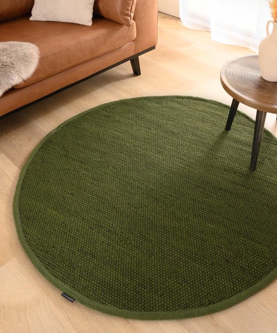 Rond wollen vloerkleed Lett - groen 250 cm rond