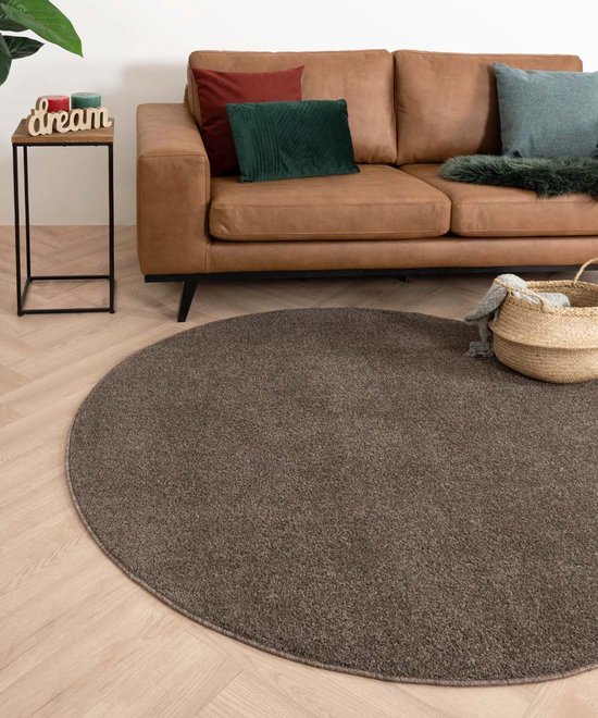 Rond vloerkleed Fine - mokka 120 cm