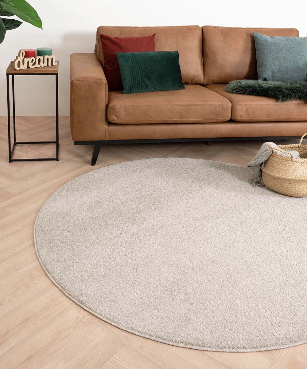 Rond vloerkleed Fine - crème 80 cm