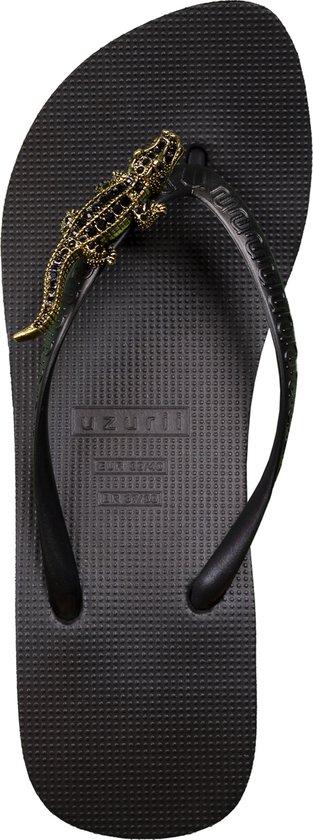 Uzurii Black Crocodile Switch Pantoufles à talons hauts pour femme Noir Taille : 37/38