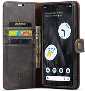 DG Ming Hoesje voor de Google Pixel 8 Pro - Retro Wallet Book Case - Telefoonhoesje Kunstleer met Pasjes - Portemonnee Hoesje met Kaarthouder op achterkant Grijs