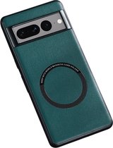 Google Pixel 8 Pro Case MagSafe Faux Cuir Back Cover Vert